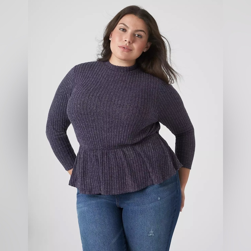Lane Bryant Classic Mock Neck Elastic Waist Top